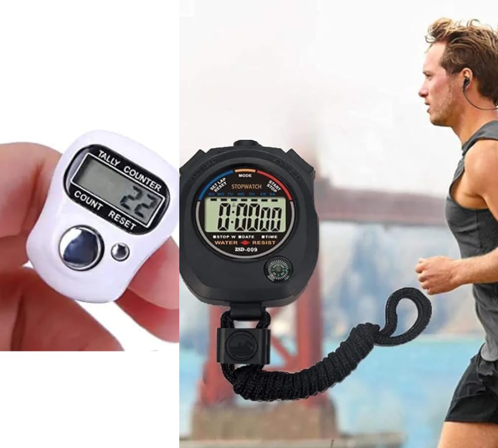 Combo of Multi-Purpose Waterproof Digital Sport Stopwatch with Compass Timer, Large Disp,Suitable for Sports Students and Plasti Head Count, Japa Counter (B0D1XG5D32) Amazon Price History, Amazon Price Tracker