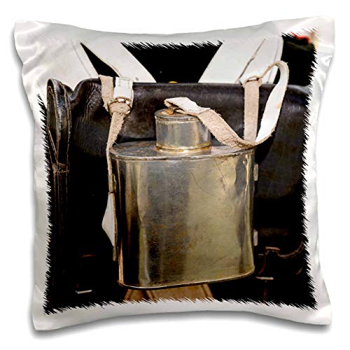 3dRose Alexis Photography-Objects Military-Napoleon Wars era. Leather Back Pack and a Flask of an Infantryman (pc-304549-1) Pillow Case, White