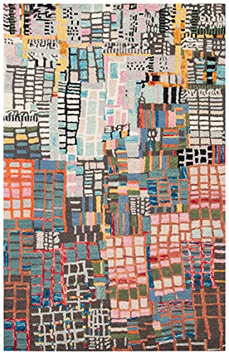 Tapete Boho cuadrado 91x91 cm de lana hecho a mano miniatura 2