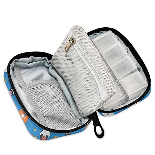 Image of Ollabaky Cute Dogs Portable Pill Organizer Case, 7 Days Pill Box with Zipper, Multipurpose Travel Bag