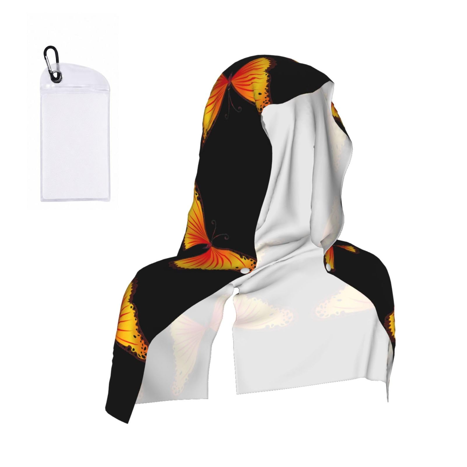 EZDLOWVBA Pretty Butterfly Print 2 Pack Cooling Hoodie Towels,Sports Headscarf, Neck Wrap Scarf,Breathable Cooling Towel For Neck And Face, Travel, Swimming, Training
