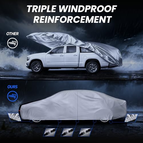 Image of Multi-Layer Car Cover Custom Fit for Pontiac Solstice(2005-2009), 100% Waterproof All Weather for Automobiles, Gift with Towel, Heavy Duty Car Covers for Rain Sun UV Protection with Door Zipper