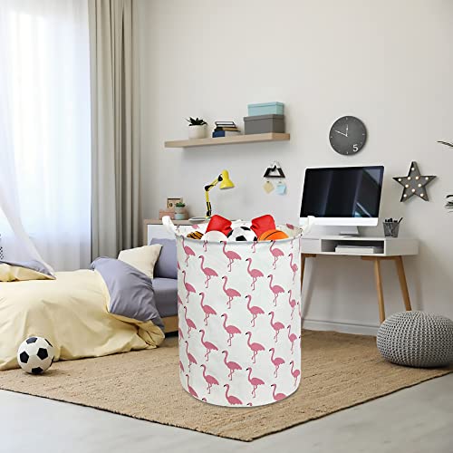 Image of CLOCOR Large Pink Flamingo Laundry Hamper, Baby Girl Laundry Basket,Kids Toy Storage Bins,Nursery Decor,Bedroom,Bathroom,Gift Basket (White Flamingo)