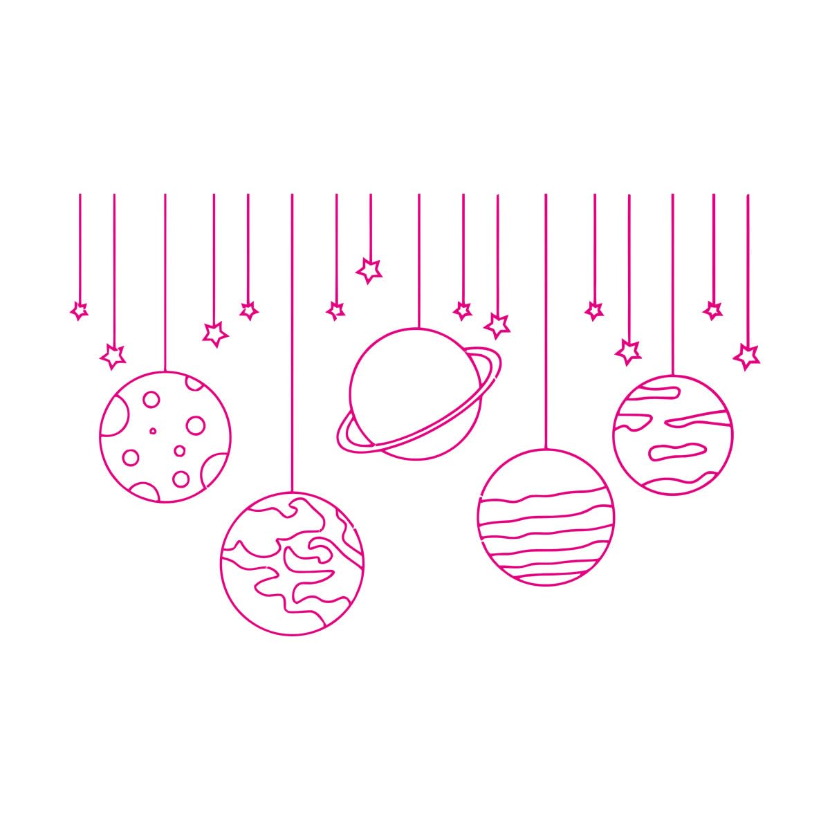 Space Planet Solar System Starry Sky Wall Stickers Paster Paper 72x112.1cm Removable Without Leaving Glue Extra Large Rosered — image 1