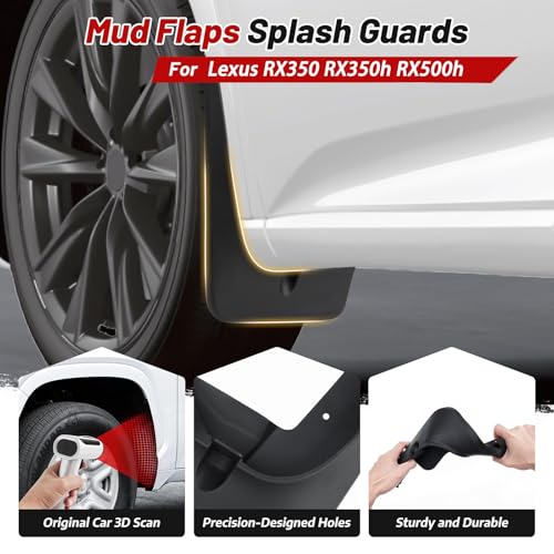 Image of Sunsdrew Mud Flaps for 2023 2024 2025 Lexus RX350 RX350h RX500h Accessories,All Weather Guard Splash Lexus RX Guards Mudguards,No-Drill Front&Rear Fender with Hardware Kits