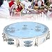 Adults Tambourine 10 inch Double Row Metal Jingles Hand Held Musical Educational Drum Instrument for Party Games(blue)