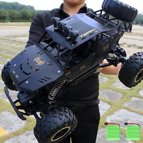 Jiakora RC Cars Remote Control Car 1:12 Off Road Monster Truck Metal Shell 4WD Dual Motors LED Headlight Rock Crawler 2.4Ghz All Terrain Hobby Truck with 2 Batteries for 60 Min Play Boy Adult Gifts