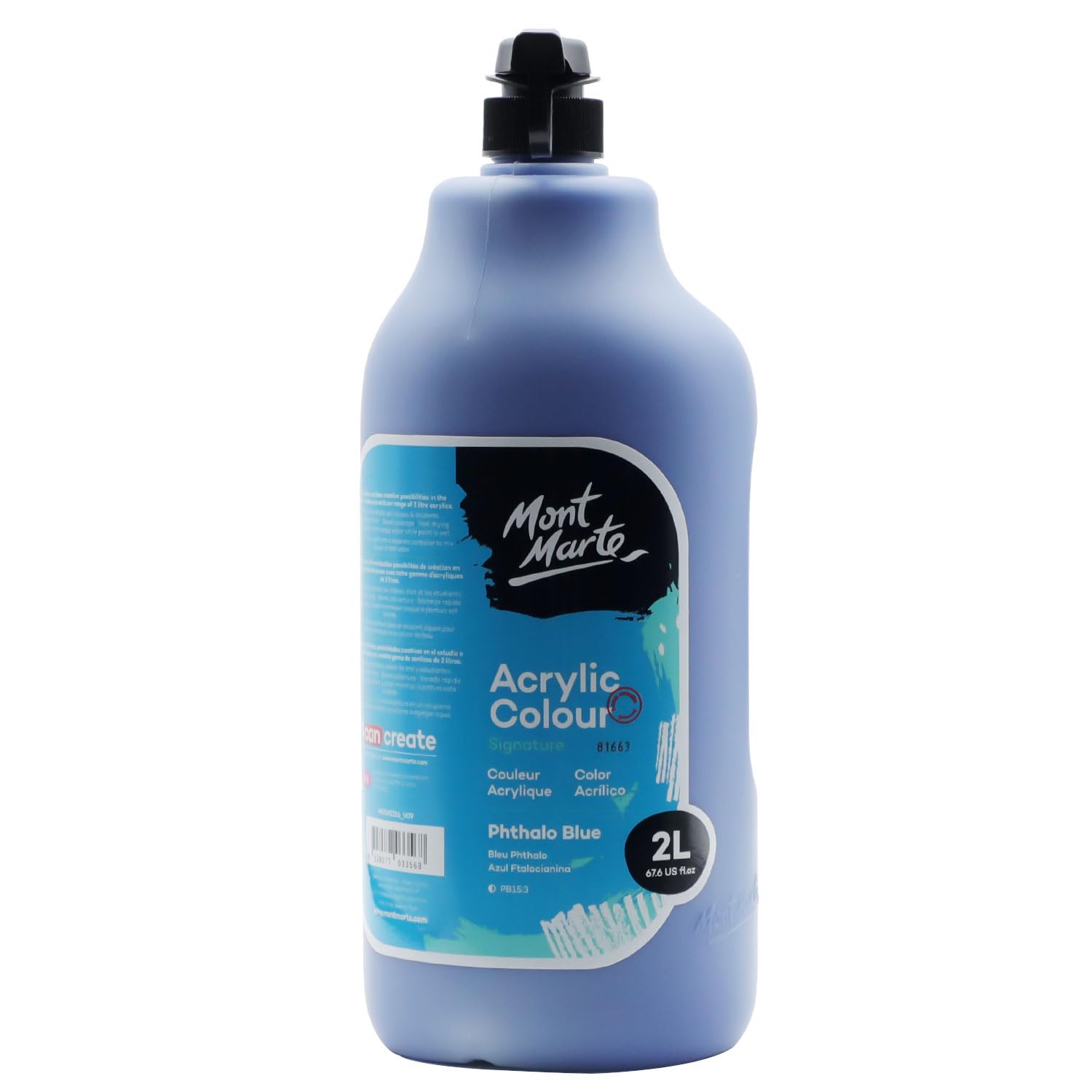 Mont Marte Discovery School Peinture acrylique - Vert Phthalo - 2 litres. Idéale pour les étudiants et les artistes. Excellent couvrant et séchage rapide. Capuchon à pompe inclus.
