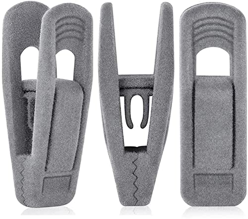 Image of TOFIIGREM Grey Hanger Clips for Velvet Hangers - 40 PCS Gray Nonslip Velvet Hanger Clips, Skirt Hanger Flocking Clips Fit for Slim Velvet Hangers