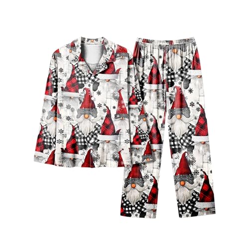 Christmas Pajama Sets for Women Printed Button Lapel Shirts Pants Nightshirt Suits Fashion Festival Home Pajamas