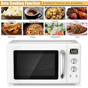 Mat expert 09 cuft compact microwave oven digital timing 5 micro power 25l small microwave wglass turntable 6 preset buttons delayed start function 900w mini microwave wchild lock white  urban country home decor