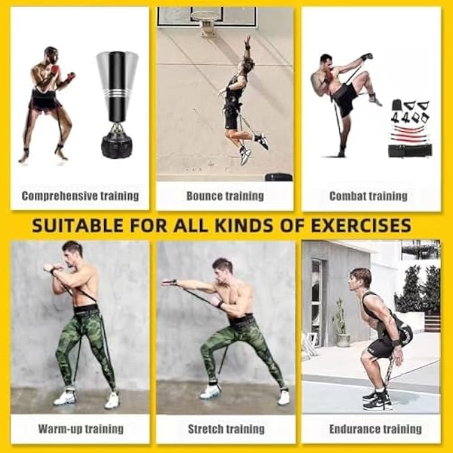 Boxing Resistance Bands, Leg Strength and Agility Speed Exercise Set for MMA Basketball Football Training Equipment Power Punch Pro