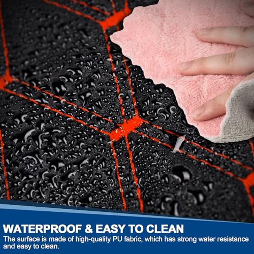 Image of 5 Yard Vinyl Quilted Foam Fabric,Thick Sponge Backing DIY Upholstery,63 inch Wide Faux Leather Material,Furniture Headboard Automotive Interior Fabric,Black Red