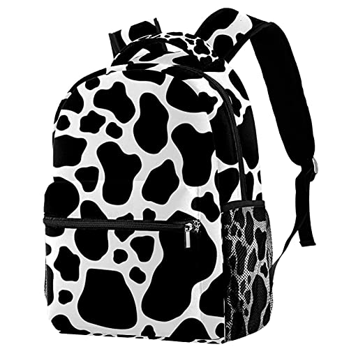 Sac à dos vache noir et blanc pour étudiant et adolescent avec poches