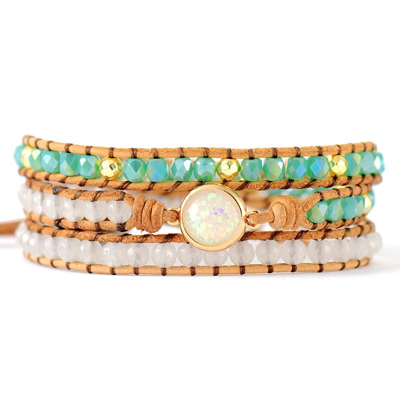 Bracciale Tibetano,Braccialetti Con Perline Intrecciate Multistrato, Bracciali Boho Regolabili Per Donna, Gioielli Con Bracciale Rotondo In Cristallo Bianco Per Uomo Donna
