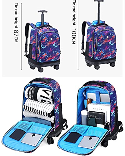 Rollende rugzak Bagage voor kinderen/kinderen Handbagage Trolley Rugzak Koffer met groot wiel, lichtgewicht waterdichte nylon bagage voor kinderen Jongens Meisjes Leerlingen Basisschoolleerlingen Sc - Image 5