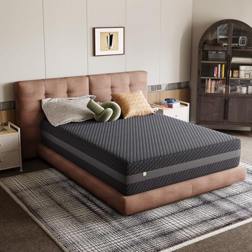 Image of Novilla 14 Inch Queen Size Gel Memory Foam Mattress for Pressure Relief | 14 Inch Queen Mattress with Green Tea-Infused Foam for Body Contouring & Balanced Support, Breathable Side Panel