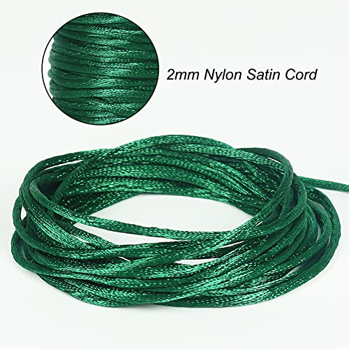 Image of Tenn Well 295ft 2mm Satin Nylon Cord Silky Rattail Dark Green for Crafts
