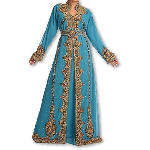 New Top Selling Bridal Wear Maghribi Kaftan Dress for Arabian Ladies 119 (2XL) Black Cover