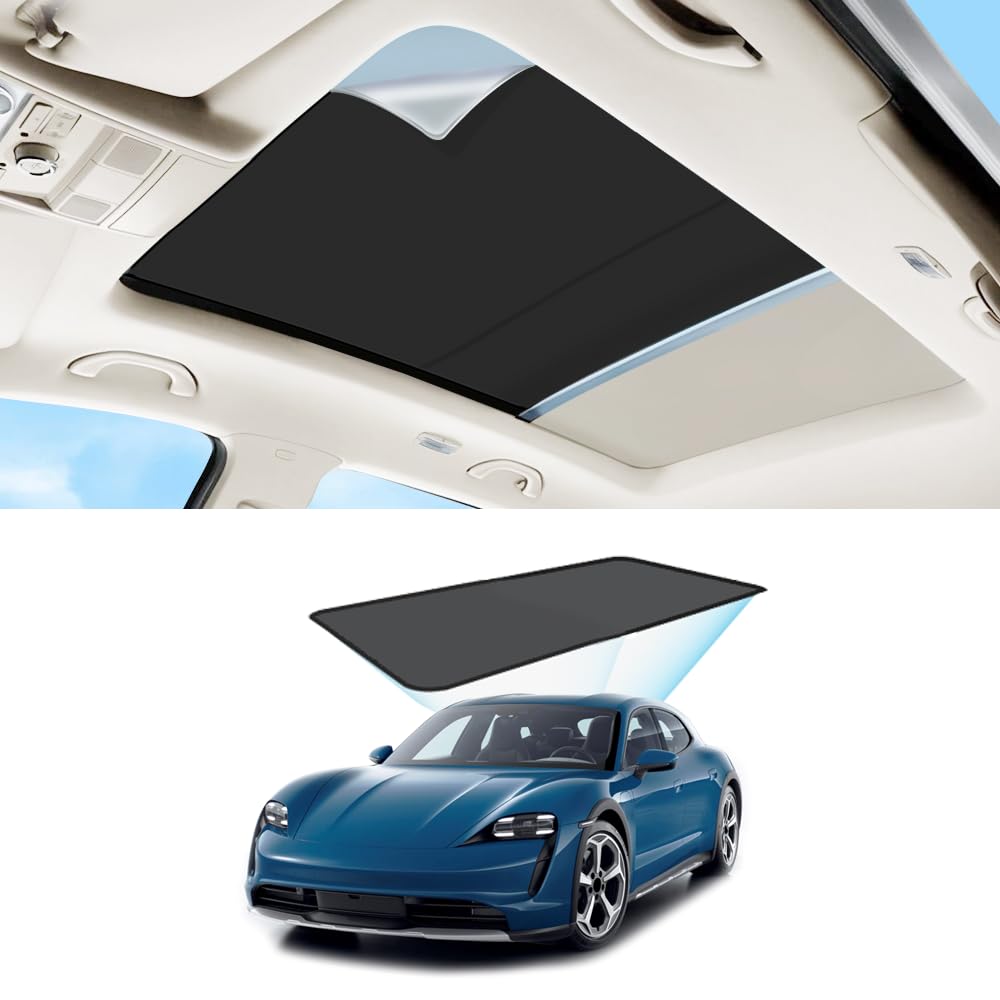 Upgrade Nano-Electrostatic Adsorption Insulation, Heat Preservation Roof Sunshade Compatible for Porsche Taycan 4, 4S, GTS, Turbo & Turbo S Cross Turismo Accessories (Black, 5-Door Shooting Brake)