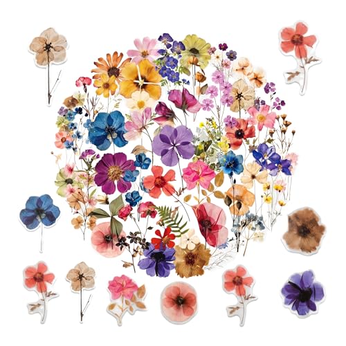 100Pcs Flower Stickers for Scrapbooking Reusable Floral Decals for Adults & Kids Charming Waterproof for Laptops Water Bottles Journals & Nature-Themed Crafts