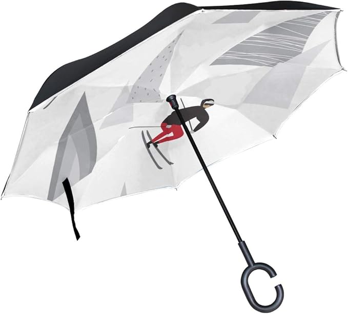 Clear Umbrella Cool Skiing Action Straight