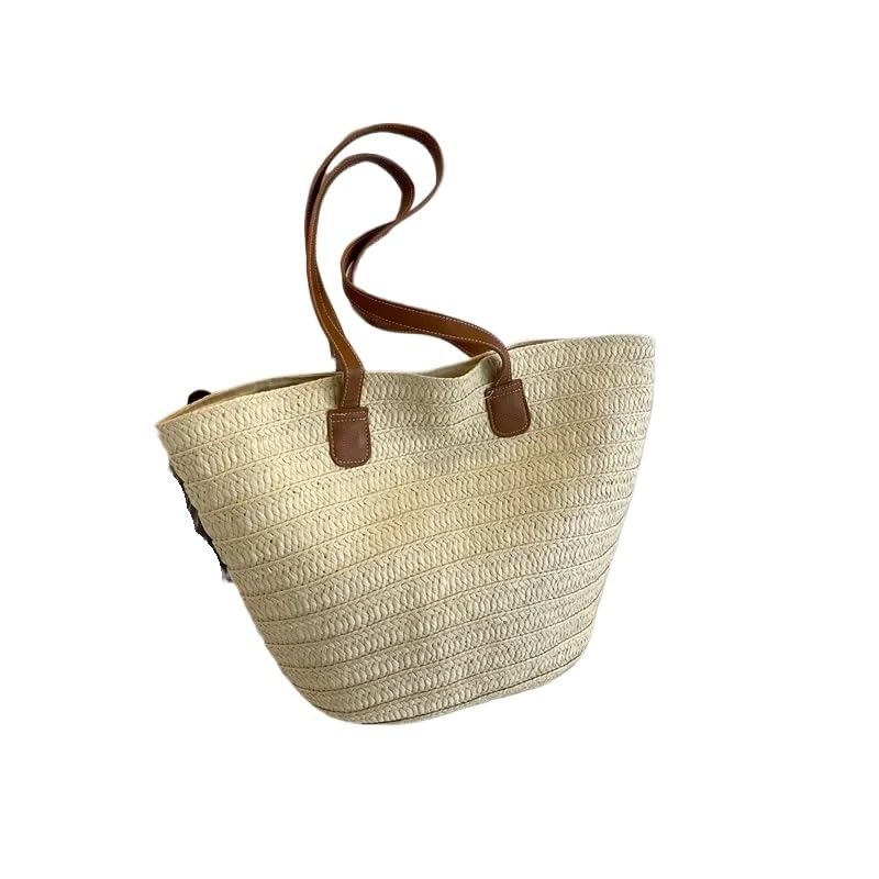 Borsa Tote In Paglia Intrecciata Donna - Borsa Spiaggia Bohémien Estiva - Foto 6