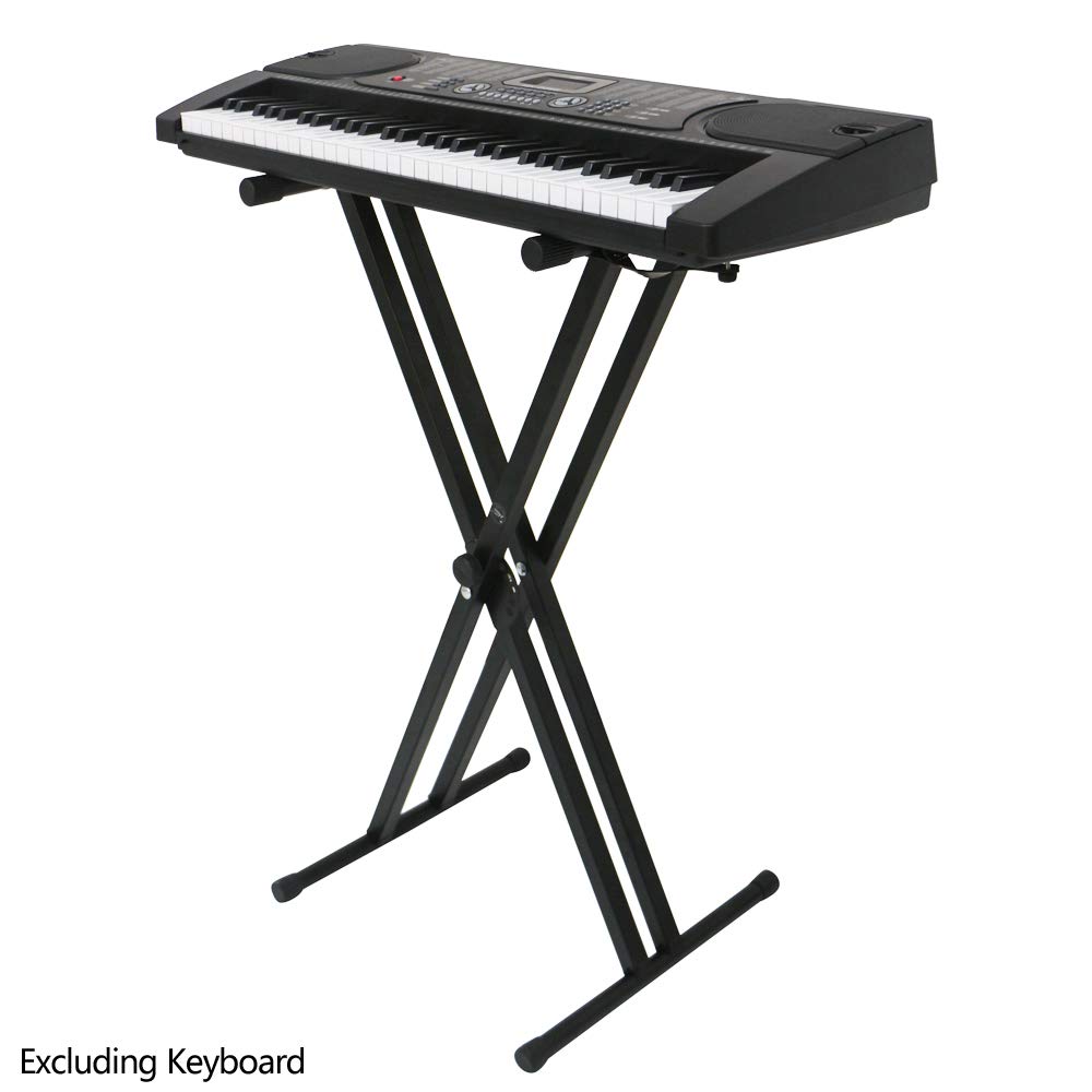 Bonnlo Support pour Clavier Électronique, Double Tube en X en Acier, Réglable en Hauteur (97x96x44 cm), Pliable et Portable, pour Piano Numérique, Synthétiseur, Poids Max 50 kg, Noir