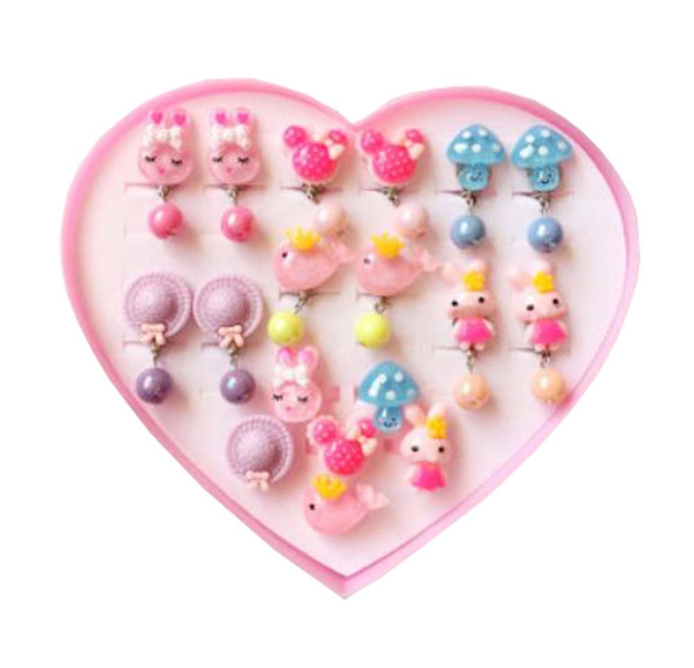 Black Temptation 7pcs Girl Clip On Earrings Jewelry Set Party