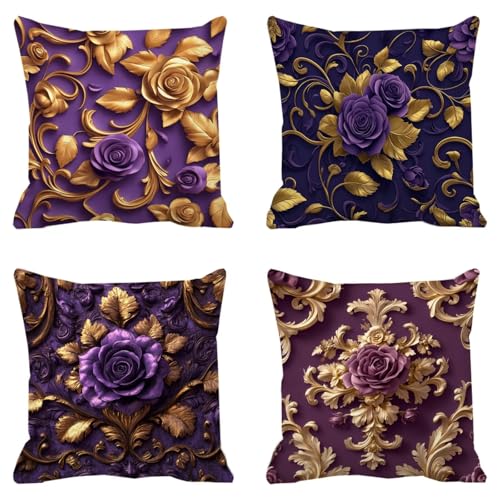 Housse coussin 50x50cm super doux impression recto verso fleurs lot de 4 - 2