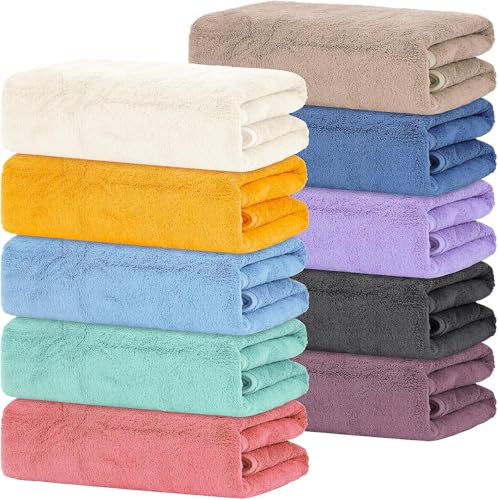 10 grandes serviettes de bain pour salle de bain 70 x 140 cm – Serviettes de douche douces et absorbantes en lot pour un usage quotidien, spa, salle de sport, plage, piscine, hôtel (multicolore)