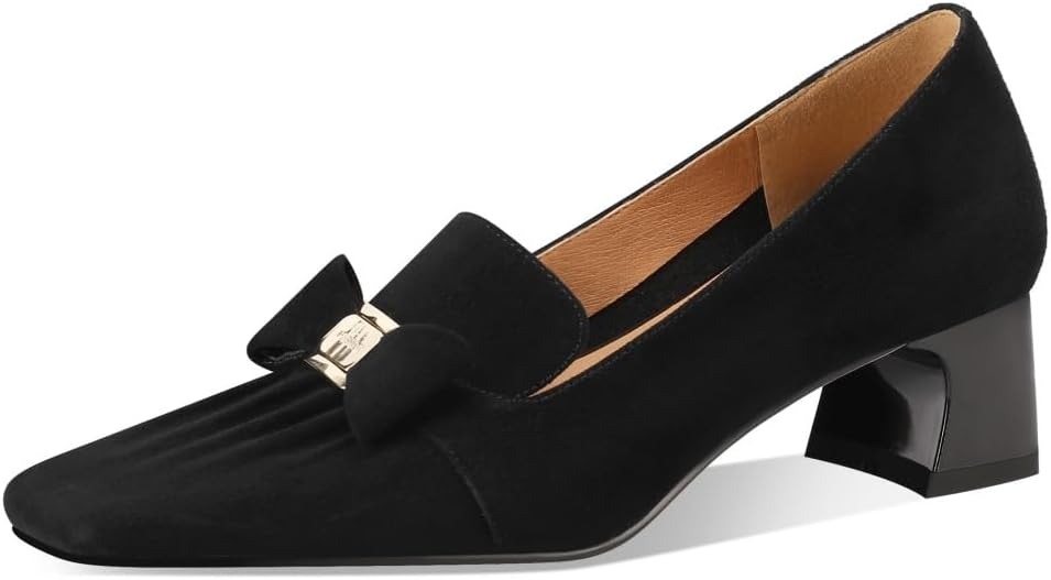 TinaCus Women's Vintage Square Toe Pumps - Genuine & Suede Leather Buckle Belt Low Chunky Heel Shoes (Handmade) - View #7