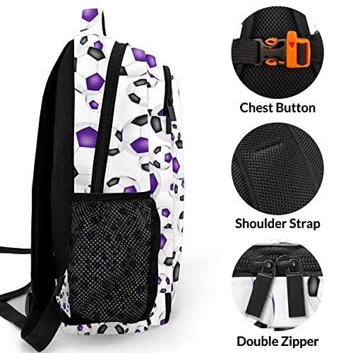 Custom Soccer Purple Backpack Custom Name Large Capacity Shoulder Bags for Sports Party4
