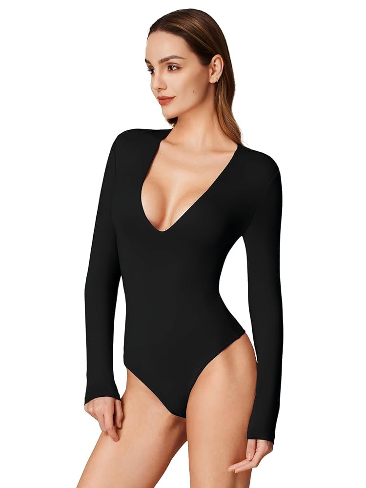 ロドリリオン　LACE LINGERIE V-NECK PULLOVER Amazon.com: REORIA Women's Sexy Deep V Neck Long Sleeve One