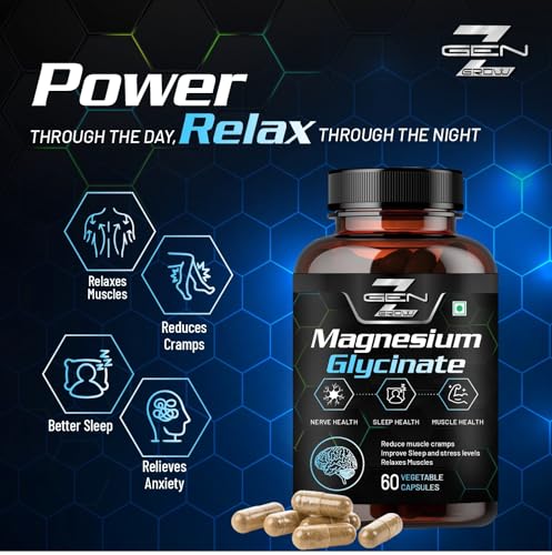 Image of Magnesium Glycinate Double Strength Bisglycinate with Oxide High Absorption Formula Supports Muscle & Nerve Health 60 Veg Capsules (Pack 2)