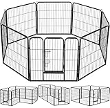 Ein Spielzimmer für Ihr Haustier individuell gestalten - Der Welpenauslauf aus 8 Elementen je 80 x 70 cm (B x H) lässt sich flexibel miteinander kombinieren, damit kann man ein großes Gehege bekommen. Die Verbindungsstäbe dienen auch zum Verankern im Boden (falls im Garten) und geben dem Laufgitter zusätzliche Stabilität.