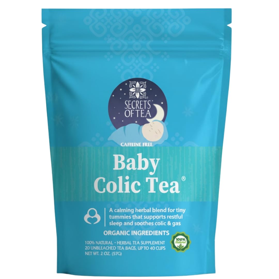 Secrets Of Tea Baby Colic Tea for Gas, Acid Reflux Relief, Tummy, and Sleep - Natural USDA Organic Caffeine-Free Herbal Calming Tea for Babies and