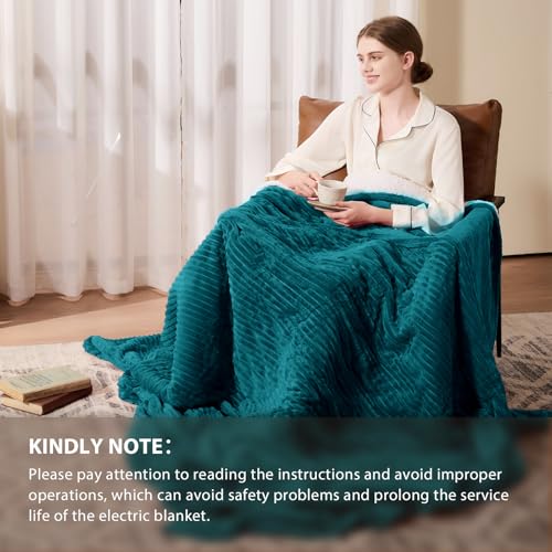 Image of Homemate Electric Heated Blanket King Size - 100 inchx90 inch Heating Blanket King Size Dual Control 1 /2 /4 /6 /8 Hours Auto-Off 10 Heat Level Over-Heat Protection Soft Flannel Sherpa ETL Certification