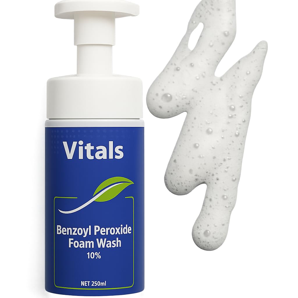 Benzoyl Peroxide 10% acne wash- Maximum Strength,Face back & Body Wash Skincare & acne treatment, it is a Foam wash 250ml. Dermatologist Recomended Maximum Strength for Healthy and acne free Skin.