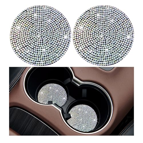 Image of Ziciner 2PCS Bling Car Cup Holder Coaster, 2.73 Inch Anti-Slip Cup Insert Coasters, Crystal Rhinestone Auto Drink Cup Mat, Universal Interior Decor Car Accessories for Women Girls (AB)