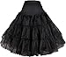 Price comparison product image Flora® 50s Vintage Rockabilly Petticoat Skirt, 25" Length Retro Tutu Underskirt (Large-XLarge, BLACK)