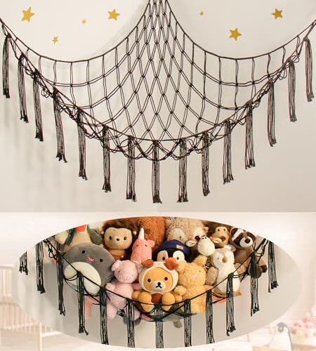 mirolam Stuffed Animal Storage Hammock Net - Toy Hammock Net for Stuffed Animals Corner - Hanging Stuff Animal Organizer Holder Large Organization Boys Room Decor
