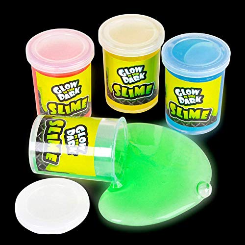 Kicko Glow in the Dark Slime Kit - 24-Pack Slime Toy for Kids in 4.5-Inch Can - Glowing Neon Colors in Green, Blue, Orange, Yellow - Fun Kid Slime as Party Favors, Goody Bag Fillers, or Birthday Gifts - Thumbnail 4