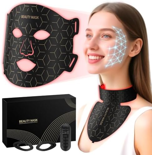 Red Light Therapy for Face & Neck, Red Light Mask with 850nm NIR,...