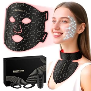 Verfubo Red Light Therapy for Face & Neck, Red Light Mask with 850nm NIR, 7-1 Colors LED Light Therapy mask, Rechargeable LED Face & Neck Mask for Anti-Aging, Skin Firming & Radiant Glow at Home