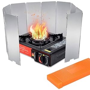LeapBeast Aluminium Windschutz für Gaskocher/Campingkocher mit 10 Lamellen, Lamellen aus Faltbar Aluminium Windschutz…