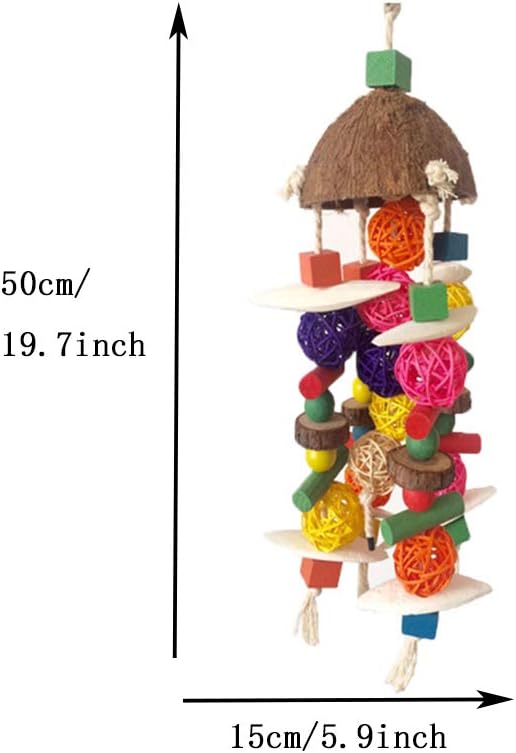 OMEM Bird Chewing Toy with Cuttlefish Bone for Large Medium Parrot Cage Bite Toys African Grey Macaws Cockatoos Eclectus