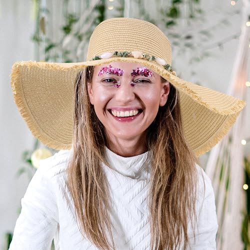 Chapeau de paille de qualité supérieure à larges bords pour femmes