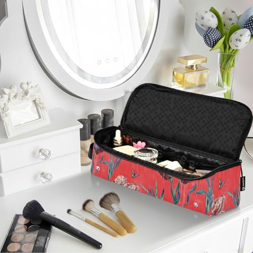 Art Iris Red 2-in-1 Curling Iron Travel Case with Iron Mat Portable Hair Styling Tool Organizer for Flat Iron Hot Tools and Haircare Accessories Women Essentials Storage miniatura 6