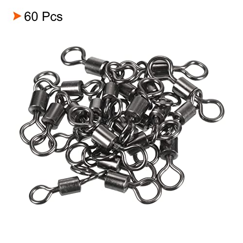 PATIKIL 3 Way Swivel, 60Pcs 209lb Copper Fishing Cross Line T-Turn Terminal Tackle, Black - Image 3